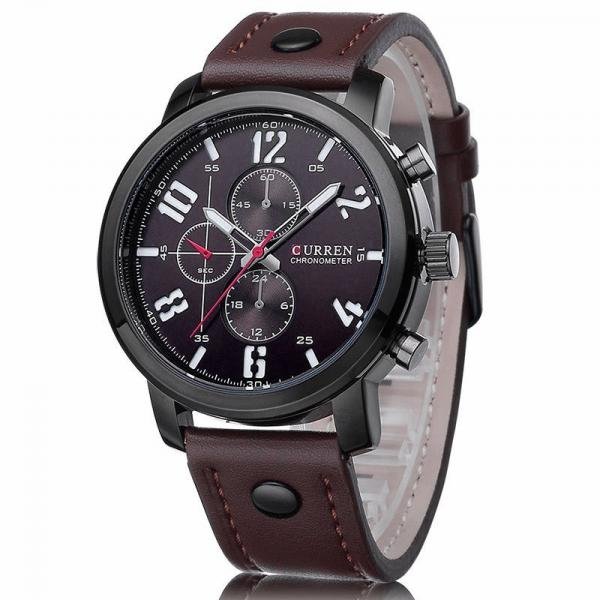 Relógio Masculino Curren Pulseira de Couro Esportivo Militar