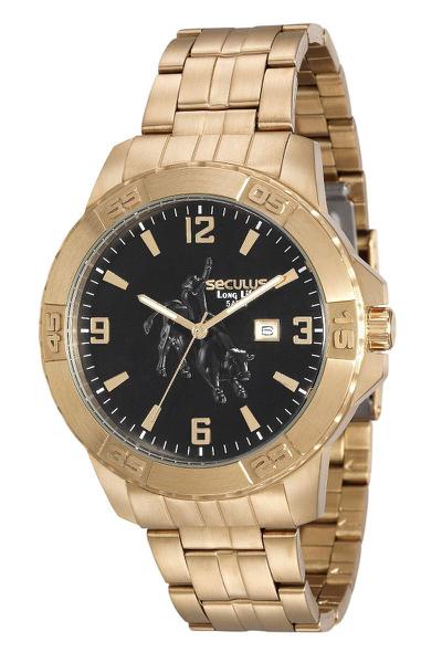 Relógio Masculino de Luxo Seculus Country Dourado - Touro - 20443gpsvda1