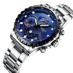 Relógio masculino de pulso Nibosi 2322 prata com azul