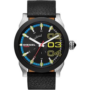 Relógio Masculino Diesel Double Down Black Leather & Dial - Modelo Diesel-Diesel-Dz1677