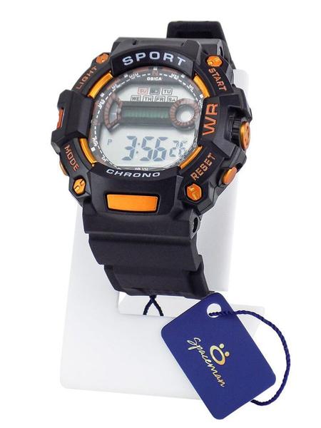 Relógio Masculino Digital a Prova D'água Original Barato na Cor Laranja e Preto - Orizom