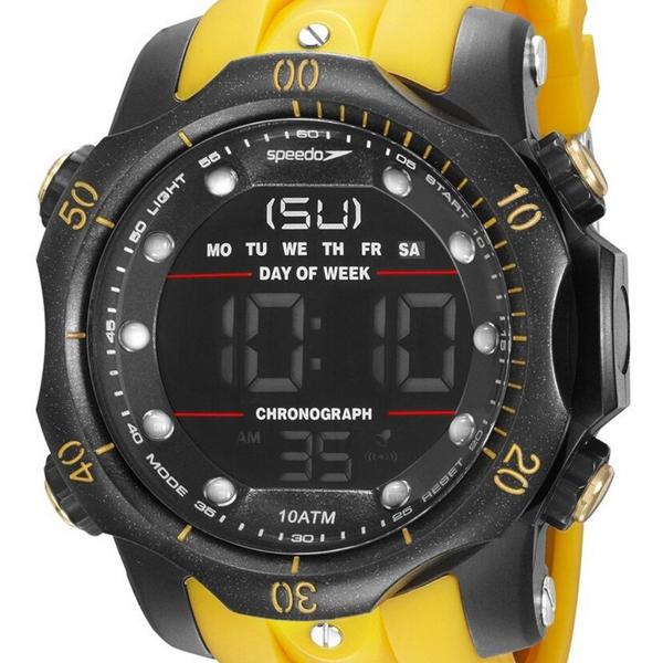 Relógio Masculino Digital Amarelo e Preto Speedo Prova +NF