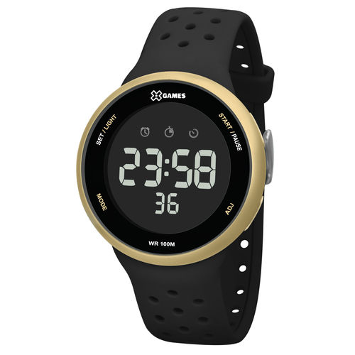 Relogio Masculino Digital Dourado Xgames Pulseira Preta