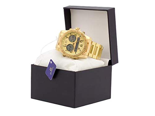 Relógio Masculino Digital e Analógico Dourado (Dourado)