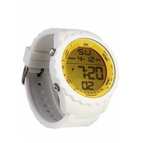 Relógio Masculino Digital Esportivo 18k Watches Emborrachado - Branco e Amarelo