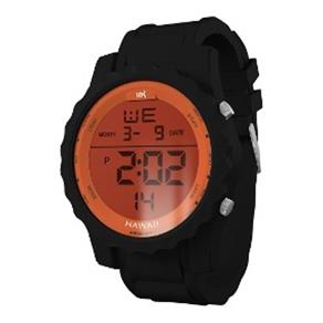Relógio Masculino Digital Esportivo 18k Watches Emborrachado - Preto e Laranja