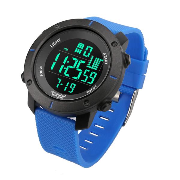 Relógio Masculino Digital Led Azul Emborrachado à Prova D'água. - Pjk Store