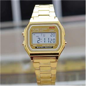 Relógio Masculino Digital Multifuncional com Pulseira de Aço (Dourado)