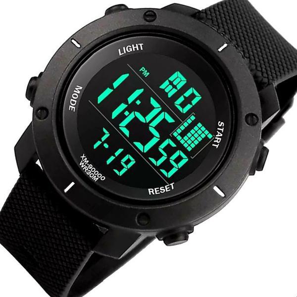 Relógio Masculino Digital Preto Led Emborrachado Resistente à Água. - Pjk Store