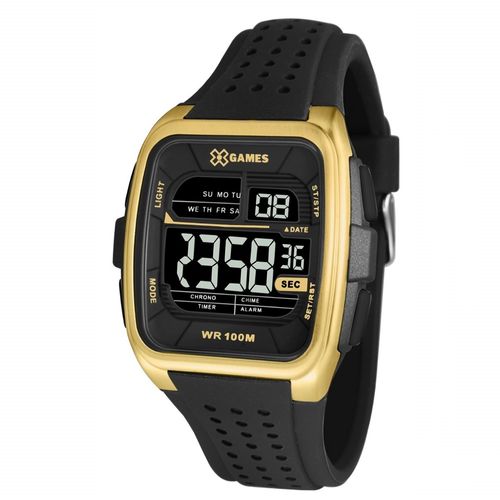 Relogio Masculino Digital Quadrado Preto com Dourado X-games