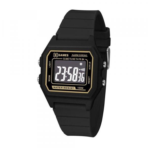 Relogio Masculino Digital Quadrado Preto com Dourado - X-games