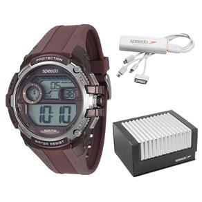 Relógio Masculino Digital Speedo 65066G0EVNP3K1 - Marrom + Acumulador Energia Portátil