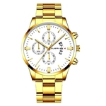 Relógio Masculino Dourado Aço Inox Dourado Branco