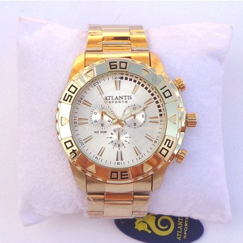 Relógio Masculino Dourado Atlantis G3243 Original