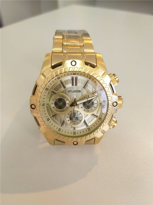 Relógio Masculino Dourado Atlantis