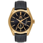 Relógio Masculino Dourado Automático Orient Pulseira Couro