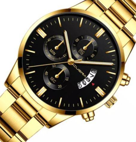 Relógio Masculino Dourado Black Motion Aço Inox - Yazole