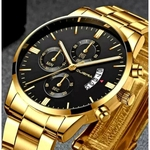 Relógio Masculino Dourado Black Motion Design Quartz Metal Preto