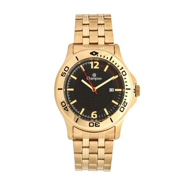 Relogio Masculino Dourado Champion com Data Mostrador Preto