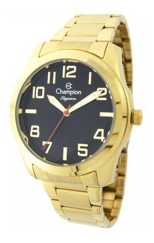 Relogio Masculino Dourado Champion Preto a Prova Dagua Cn27554u