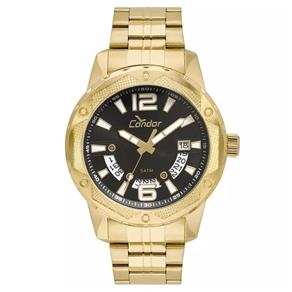 Relogio Masculino Dourado Condor Fundo Preto com Data