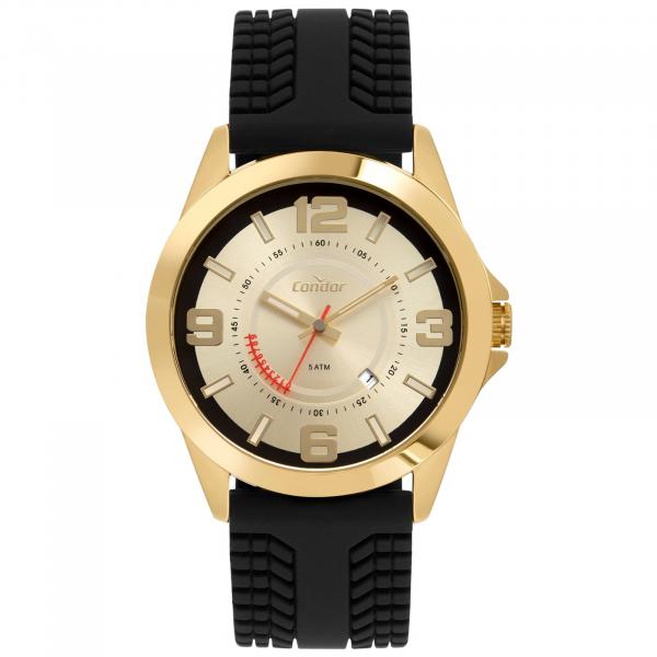 Relógio Masculino Dourado Condor Original Luxo Prova Dágua