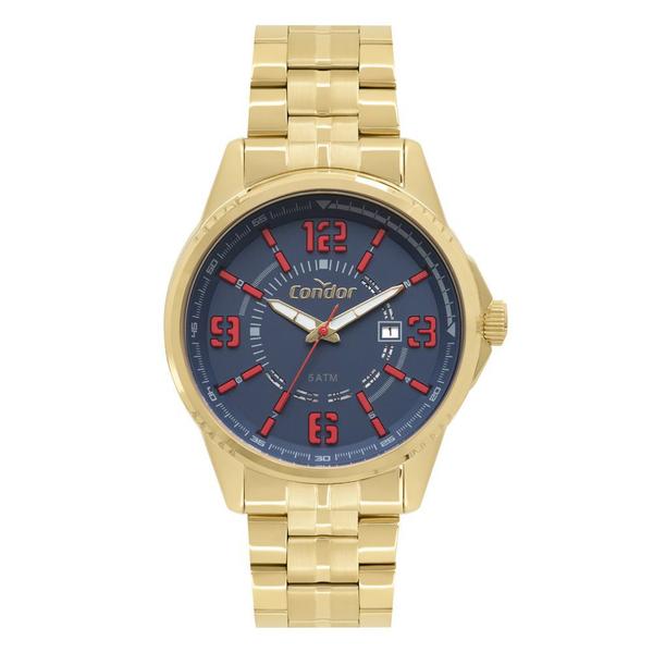 Relógio Masculino Dourado Condor Original Luxo Prova D'água