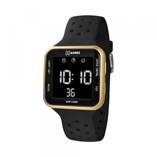 Relogio Masculino Dourado Digital Quadrado X-Games Esportivo Pulseira de Silicone