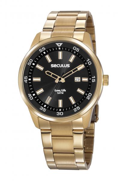 Relógio Masculino Dourado em Aço Seculus 20786GPSVDA3