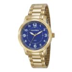 Relogio Masculino Dourado Fundo Azul Mondaine 83418gpmvda2