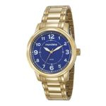 Relogio Masculino Dourado Fundo Azul Mondaine 83418GPMVDA2