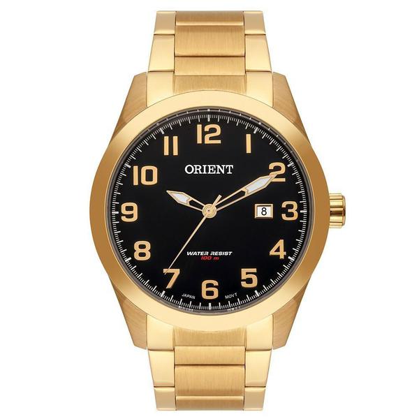 Relogio Masculino Dourado Fundo Preto Data Orient Original