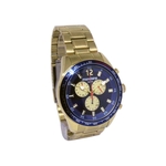 Relógio Masculino Dourado Mondaine Fundo Azul Casual com Cronógrafo