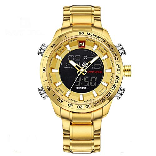 Relógio Masculino Dourado Naviforce Digital Esportivo