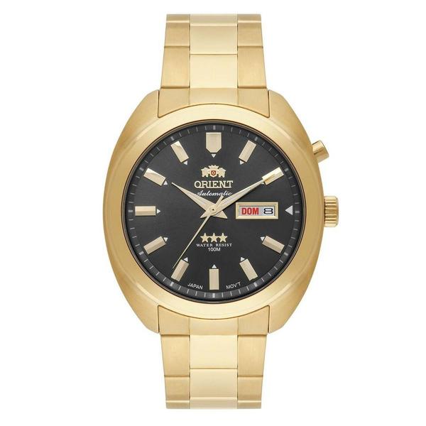 Relogio Masculino Dourado Orient Automatico Fundo Preto