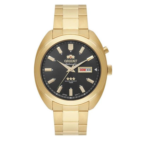 Relógio Masculino Dourado Orient Automático Fundo Preto