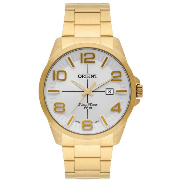 Relógio Masculino Dourado Orient Com Data Grande Original+NF