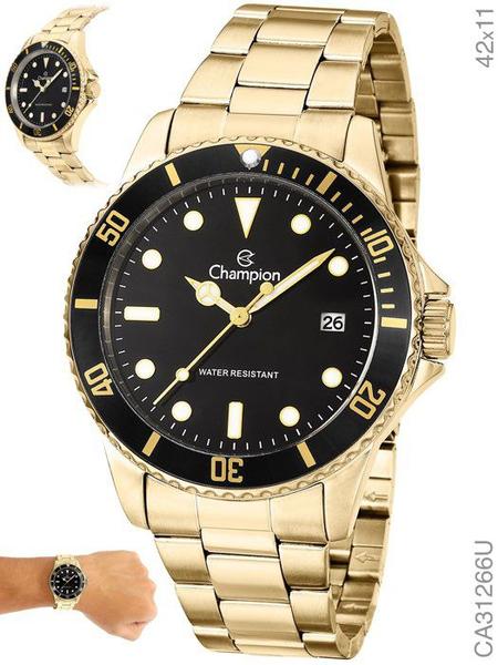 Relógio Masculino Dourado Original Fundo Preto CA31266U X28 - Champion