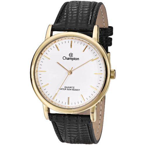 Relogio Masculino Douurado com Pulseira de Couro Champion