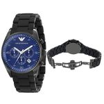 Relógio Masculino Emporio Armani Ar5921 Preto Azul Aço Emborrachado 43mm