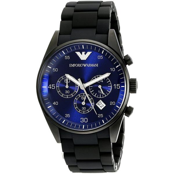 Relógio Masculino Emporio Armani Ar5921 Preto Azul Aço Emborrachado 43mm