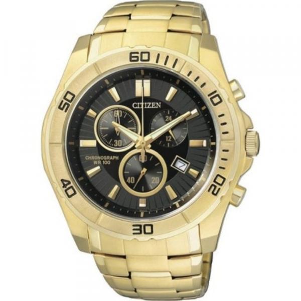 Relógio Masculino Esportivo Dourado Cronógrafo Citizen Tz30053u