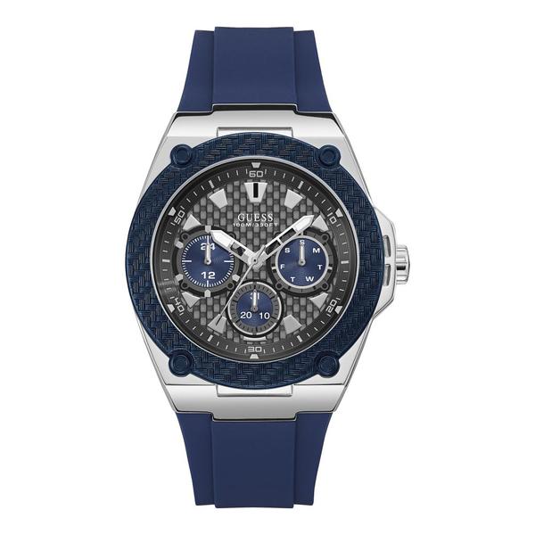 Relógio Masculino Esportivo Guess com Pulseira de Poliuretano Azul e Caixa Aço Prata 92676G0GSNU2 Multifunção