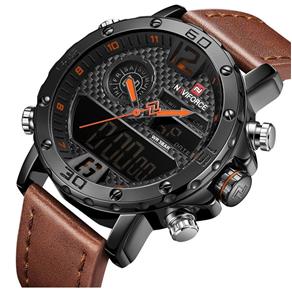 Relógio Masculino Esportivo Militar 9134 Naviforce Marrom e Laranja