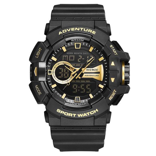 RELÓGIO MASCULINO Esportivo Original WEIDE PRETO DOURADO