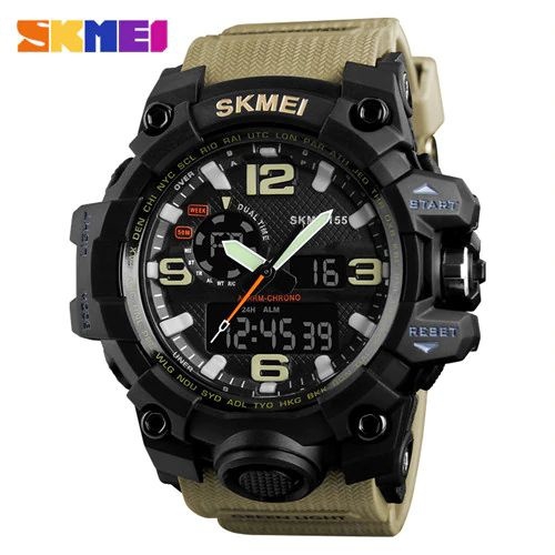 Relogio Masculino Esportivo Skmei 1155 Pulseira Caqui