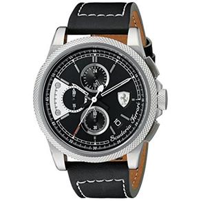 Relógio Masculino Ferrari (Formula Italia S) 0830275 Black Leather Swiss Quartz
