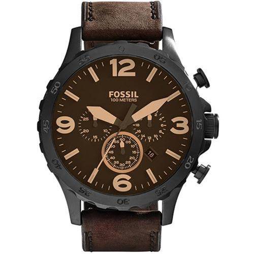 Relógio Masculino Fossil Nate Chronograph Jr1487/0mn Couro