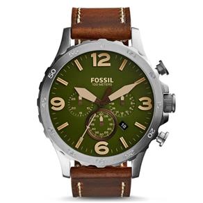 Relógio Masculino Fossil Nate Chronograph JR1508/0VN 48mm Couro Marrom