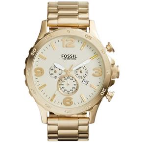 Relógio Masculino Fossil Nate Chronograph Stainless Steel JR1479/4XN 49mm Dourado